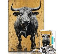 Black Gold Bull Jigsaw Puzzles for Adults 1000 Piece Puzzle,Learning Educational Toy for Is Ideal As A Gift for The Whole Family (75x50cm)