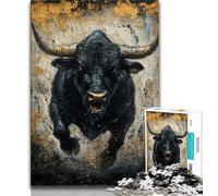 Black Gold Bull Jigsaw Puzzles for Adults,Help The Brain Exercise Addictive Toys to Cultivate Patience Suitable for Couples (38x26cm)