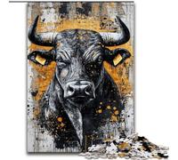 Black Gold Bull Jigsaw Puzzles for Teenagers 1000, Suitable for Ages 14 And Up Family Fun It Is Ideal As A Gift for The Whole Family (26x38cm)