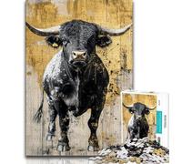 Black Gold Bull Jigsaws Puzzles 1000 Pieces for Adults Gifts,Challenging Game And Family Play Wall Decoration Unique Birthday And Xmas Gifts (38x26cm)