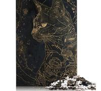 Black Gold Cat Portrait 1000 Piece Jigsaw Puzzle for Adult Toy Intellectual Game Educational Game for Adult Stress Relief Home Decoration 1000pcs (75x50cm)