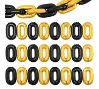 Black Gold Chain Balloons, 24PCS Giant Chain Foil Balloon Garland for 80s 90s Hip Hop Party Decorations, 16 Inch Link Balloons for Retro Theme Birthdays Graduations Weddings Arch Supplies
