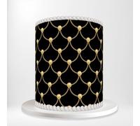 Black Gold Chain Luxury Brand Italian Style Wrap Around Print A4 Edible Paper Icing Sheet Cake Topper Side Ribbon Border Decor for Personalised Themed Decorations