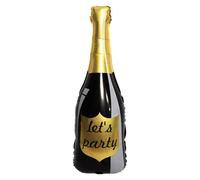Black & Gold Champagne Bottle Foil Balloon - 80cm Helium or Air Party Decoration, Birthday, Celebration (2 Pack)