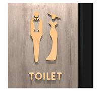 Black Gold Color Toilet Sign Plate 3D Wash Room Door Wall Label Sticker Wc Holder Signage(19,25x16cm)
