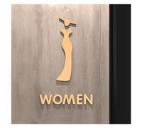Black Gold Color Toilet Sign Plate 3D Wash Room Door Wall Label Sticker Wc Holder Signage(21,25x16cm)