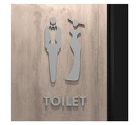 Black Gold Color Toilet Sign Plate 3D Wash Room Door Wall Label Sticker Wc Holder Signage(25,18x11cm)