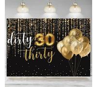Black Gold Dirty 30 Backdrop 30th Birthday Party Background Women Men Dirty Thirty Cake Table Banner Photographic 210X150cm