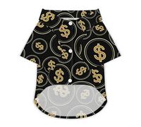 Black Gold Dollars Dog Shirt Soft Breathable Dog T-ShirtSummer Buttons Clothes Breathable Pet Apparel Daily Wear XS