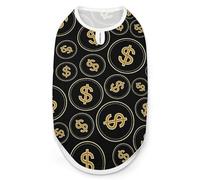 Black Gold Dollars Fashion Pet Vest, Easy Wear Dog Clothes for Small Dogs Daily Walking XL