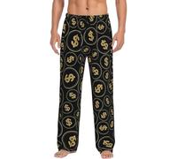 Black Gold Dollars Men's Pajama Pants Lounge Pjs Bottoms Sleepwear Bottom Pants With Pockets