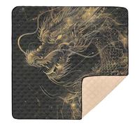 Black Gold Dragon Cute Foldable Baby Play Mat for Floor Washable Tummy Time Activity Mat for Baby Toddler Infant, 50'' x 50''