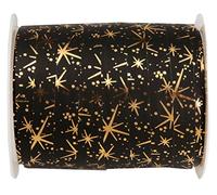 Black/Gold Festive Stars Print Curling Ribbon 10mm x 2 Metres Cut from roll