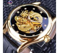 (black,gold) Forsining Chinese Dragon Design Diamond Dial Men Watch Luminous Hands Brand Luxury Mechanical Watch