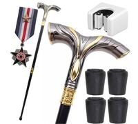 Black Gold Gentleman Cane, Vintage Exquisite Metallic Accent Walking Stick, Sturdy Elegant Decorative Mobility Aid for Men Women
