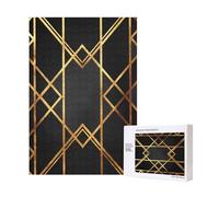 Black Gold Geometric,300 Pieces Wooden Jigsaw Family Game Jigsaw Puzzles for Adults Teens