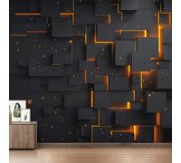 Black Gold Geometric Wallpaper for Living Room, Geometry 3D Wall Mural for Bedroom 150x105 cm, Non-Woven Photo Wallpaper, Home Decor D&O124