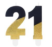 Black Gold Glitter 21st Birthday Candles, Number 21 Candles, Cakes Candle, Candles for Cake, Happy 21st Birthday Cake Topper Decorations for Girls Boys Men Women Birthday Anniversary Wedding Party