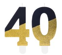 Black Gold Glitter 40th Birthday Candles, Number 40 Candles, Cakes Candle, Candles for Cake, Happy 40th Birthday Cake Topper Decorations for Girls Boys Men Women Birthday Anniversary Wedding Party