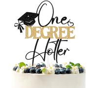 Black & Gold Glitter One Degree Hotter Cake Topper, Hotter By One Degree/Congrats Grad, 2026 Senior College Graduation Party Decorations Supplies