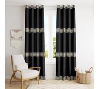 Black Gold Greek Key Retro Blackout Curtain 2 Panels Set, Modern Abstract Art Key Greek Eyelet Super Soft Thermal Insulated Darkening Draperies for Living Room Kids Bedroom Kitch,132cm x 213cm