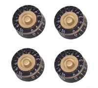Black Gold Guitar Knobs, 4PCS Volume Tone Knob for Les Paul, Vintage Style, Lightweight and Exquisite Design, Clear Magnifying Digits, Fits Most LP Guitars