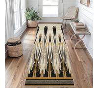 Black Gold Hallway Runner Rug 80x250 cm Long Washable, Modern Abstract Geometry Carpet Runner Rugs Non Slip, Kitchen Entryway Hall Bedroom Decor, Soft Low Pile aRa90