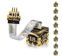 Black Gold Happy 18th Birthday Money Box, Pull Surprise Money Gift Box for Boys & Girls, 18 Years Old Birthday Present