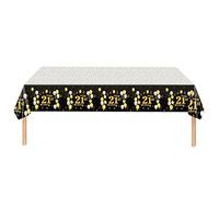 Black Gold Happy 21st Birthday Table Cloth Cover Party for Boys,Girls,Men,Women,Him,Her,137*274cm Rectangular Plastic Tablecloth for 21st Birthday Party Supplies Decor
