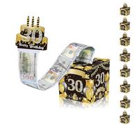 Black Gold Happy 30th Birthday Money Box for Cash Gift, Pull Surprise Money Gift Box for Women Men 30 Years Old Birthday Presents,Birthday Gift Money Box Money Presentation Box for Cash Gifts Birthday