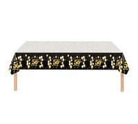 Black Gold Happy 50th Birthday Table Cloth Cover Party for Men,Women,Him,Her,137*274cm 50th Birthday Table Decorations,Rectangular Plastic Tablecloth for 50th Birthday Party Supplies Decorations