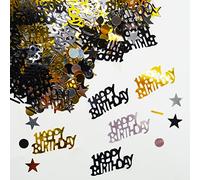 Black & Gold Happy Birthday Confetti Party Decorations Table Décor Foil Metallic Glitz Table Scatter Sprinkles Cards Sprinkles Women Gifts 15g