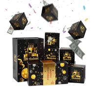 Black Gold Happy Birthday Surprise Explosion for Money,10 Pcs Confetti Explosion Gift Boxes Suitable for Creat Surprises for Boys, Men, Husbands, and Children