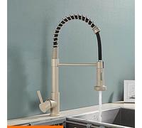 Black & Gold Kitchen Sink Faucet Spring Pull Down Tap with Double Water Modes Single Handle Hot & Cold Mixer Stylish Beige with Dot Design