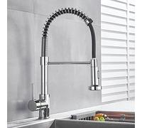 Black & Gold Kitchen Sink Faucet Spring Pull Down Tap with Dual Water Modes Single Handle Hot & Cold Mixer Chrome Finish Modern Design for Home & Restaurant