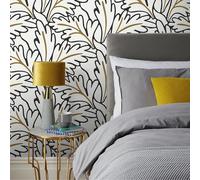 Black Gold Leaf Wallpaper Rasch Exotic Cream Botanical Washable Strippable