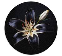 Black-gold Lily Jigsaw 1000 Piece Round Puzzle Luxury Art Impossible Hard Difficult Challenging Puzzles for Teenagers And Adults 1000pcs (67.5x67.5cm)
