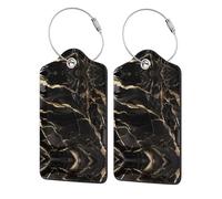 Black Gold Marble 1 Business Travel PU Leather Label Suitable for Handbags/Backpacks/Luggage