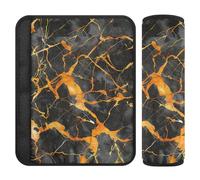 Black Gold Marble 2 Pack car Seats Strap Covers Stop seat Belt Cutting into Neck for Truck forro para cinturon de seguridad