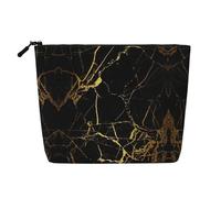 Black Gold Marble A Versatile Travel Makeup Bag, Ideal for Daily Routines and Business Journeys