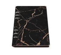 Black Gold Marble A5 Loose Leaf Notebook, Premium PU Leather Refillable 6-Ring Binder Journal, Durable Cover Lined Paper Lay Flat Design for Writing Journaling and Organization