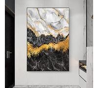 Black Gold Marble Abstract Canvas Wall Art - Grey and Gold Foil Artwork for Walls - Modern Painting Poster Prints Decor 16x24inch No Frame