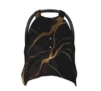 Black Gold Marble Baby Car Seat Canopy Cover, Multi Use Breathable Nursing Breastfeeding Covers for Mom Soft Stroller Sun Shade Newborn Shower Gift