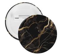 Black Gold Marble Badge Metal Round Pins, Lightweight Brooch for Backpack, Fashion Button Pins Badge for Shirts, Jackets, Shawl Coat, Unisex, 5PCS, Tinplate, metal round pins