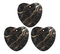 Black Gold Marble Car Air Freshener, 3 Pcs Love form Hanging Air Freshener Cards, Long Lasting Fragrance Scented Cards for Car, Home, Office Black-style
