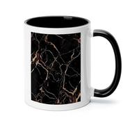 Black Gold Marble Ceramic Coffee Mug with Handle 11 Ounces, Porcelain Mug Coffee Cup Tea Mug Water Cup Ideal for Coffee,Tea,Latte,Cappuccino,Microwave & Dishwasher Safe Unique Gift Cup