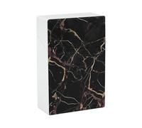 Black Gold Marble Cigarette Case, Plastic Waterproof Shockproof, Airtight Push Open Cigarette Box, Capacity King Size Cigarette Holder, Portable Cigarette Container for Outdoor Travel Camping Office