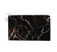 Black Gold Marble Coin Purse with Zipper Coin Wallet Coin Pouch Canvas Change Purse Pouch Zero Wallet Coin Bag