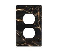 Black Gold Marble Decorative Switch Plate Cover-Unbreakable Polycarbonate Wall Plate for Home Office, 1 Gang with Screws
