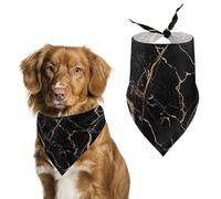 Black Gold Marble Dog Bandana Triangle Dog Scarf Washable Polyester Dog Bibs Cute Pet Bandana for Medium Large Dogs Puppy and Cats